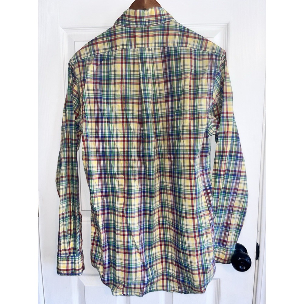 Ralph Lauren Yellow Blue Green Plaid Long Sleeve Shirt Custom Fit Mens M - Picture 3 of 9